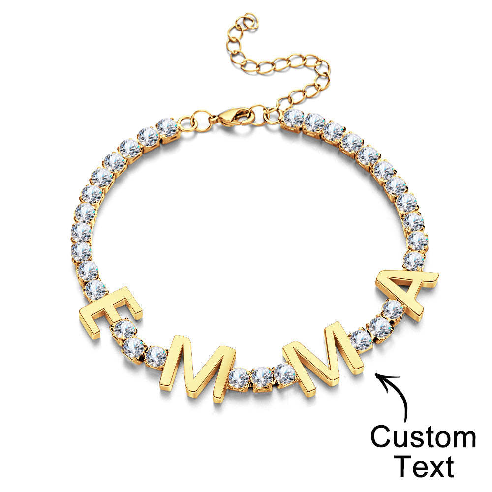 Custom Name Letter Tennis Chain Bracelet Hiphop Jewelry For Gift - yournamenecklaceau