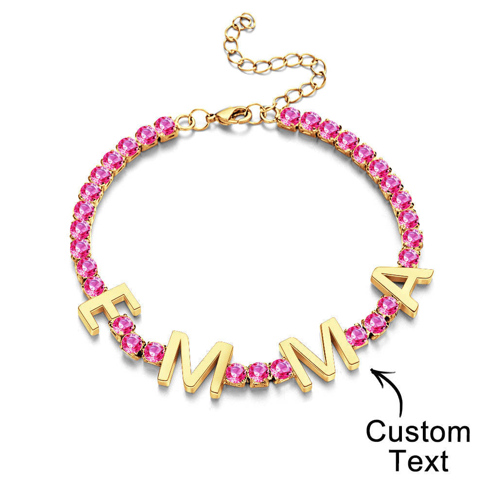 Custom Name Letter Tennis Chain Bracelet Hiphop Jewelry For Gift - yournamenecklaceau