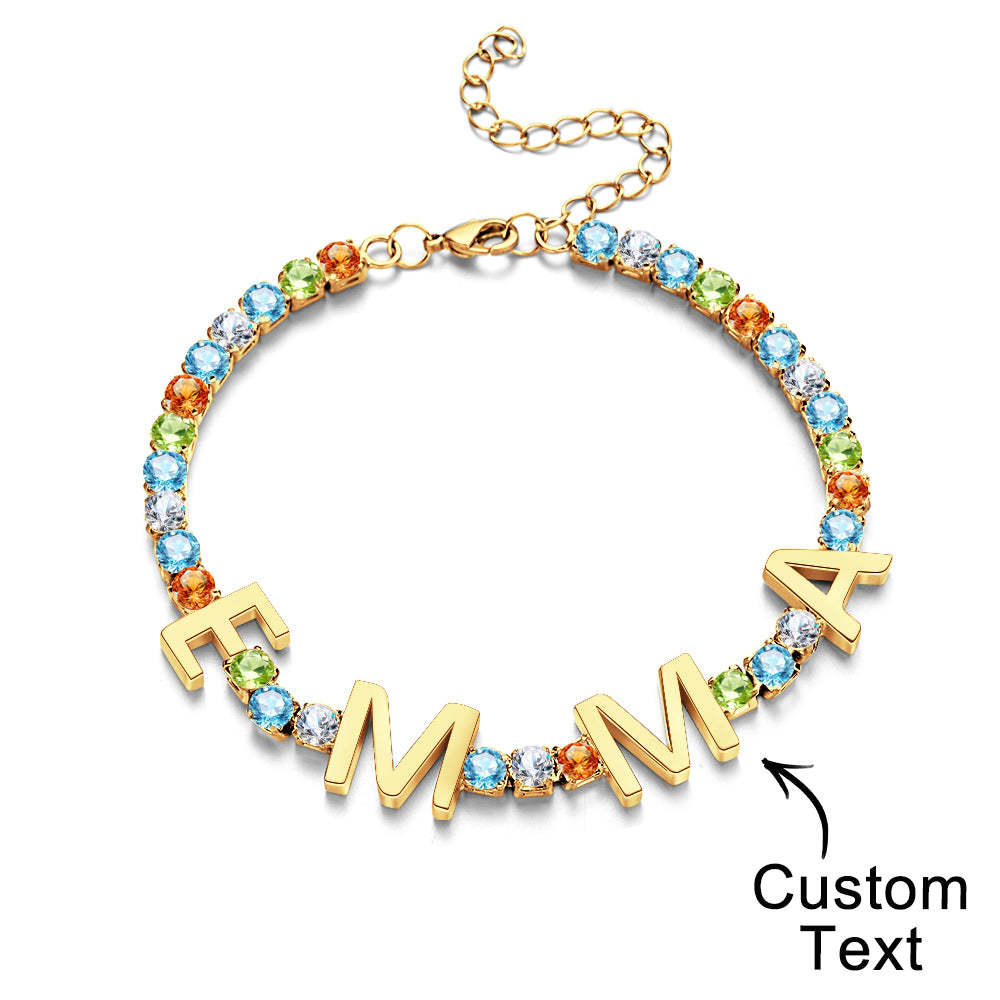 Custom Name Letter Tennis Chain Bracelet Hiphop Jewelry For Gift - yournamenecklaceau