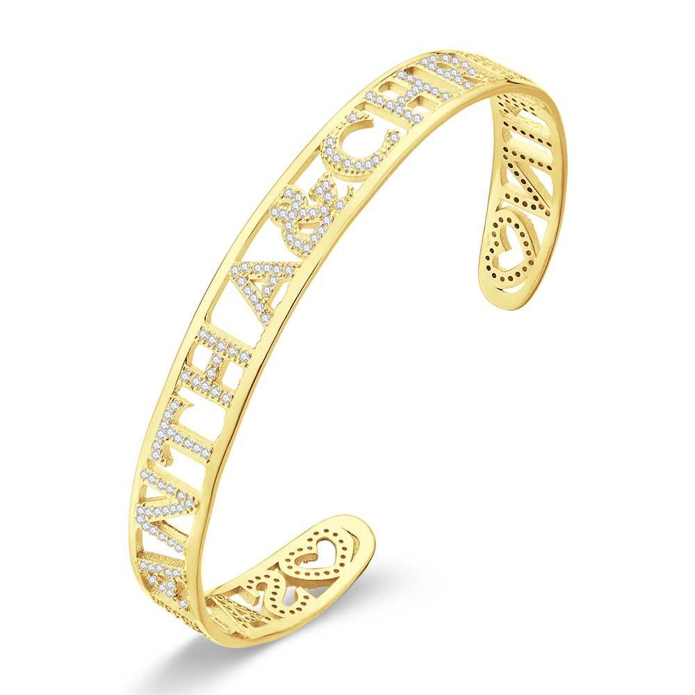 Crystal Name Bangle Personalized Rhinestone Zircon Bangle Perfect Gift for Your Girl - yournamenecklaceau