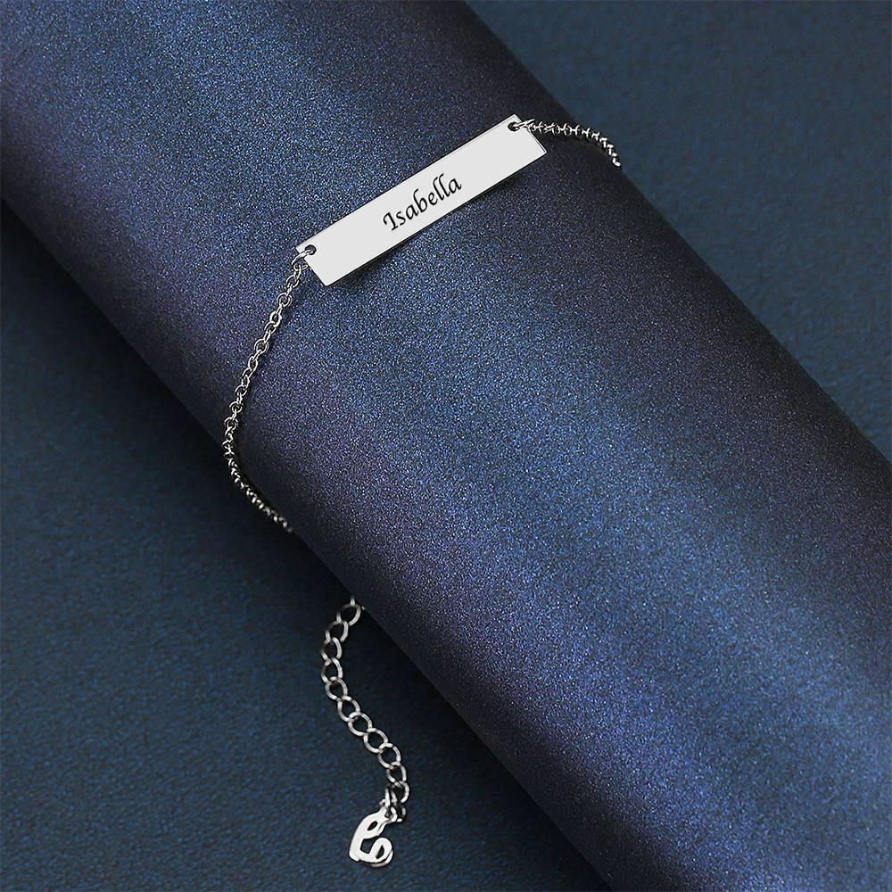 Children's Engraved Bar Anklet Platinum Plated - Length Adjustable - yournamenecklace