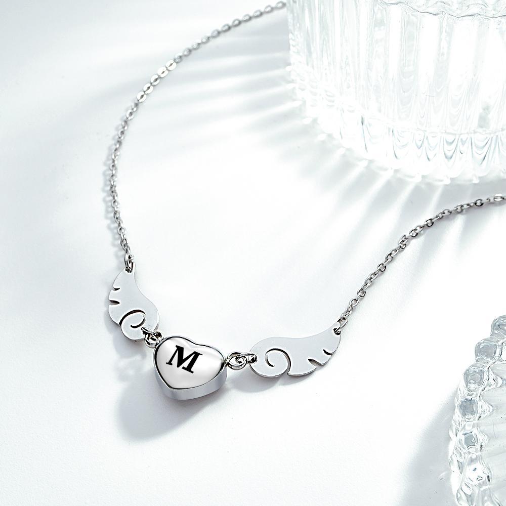 Custom Engraved Angel Wings Necklace With Letter Heart Charm Jewelry Gifts For Her - yournamenecklaceau