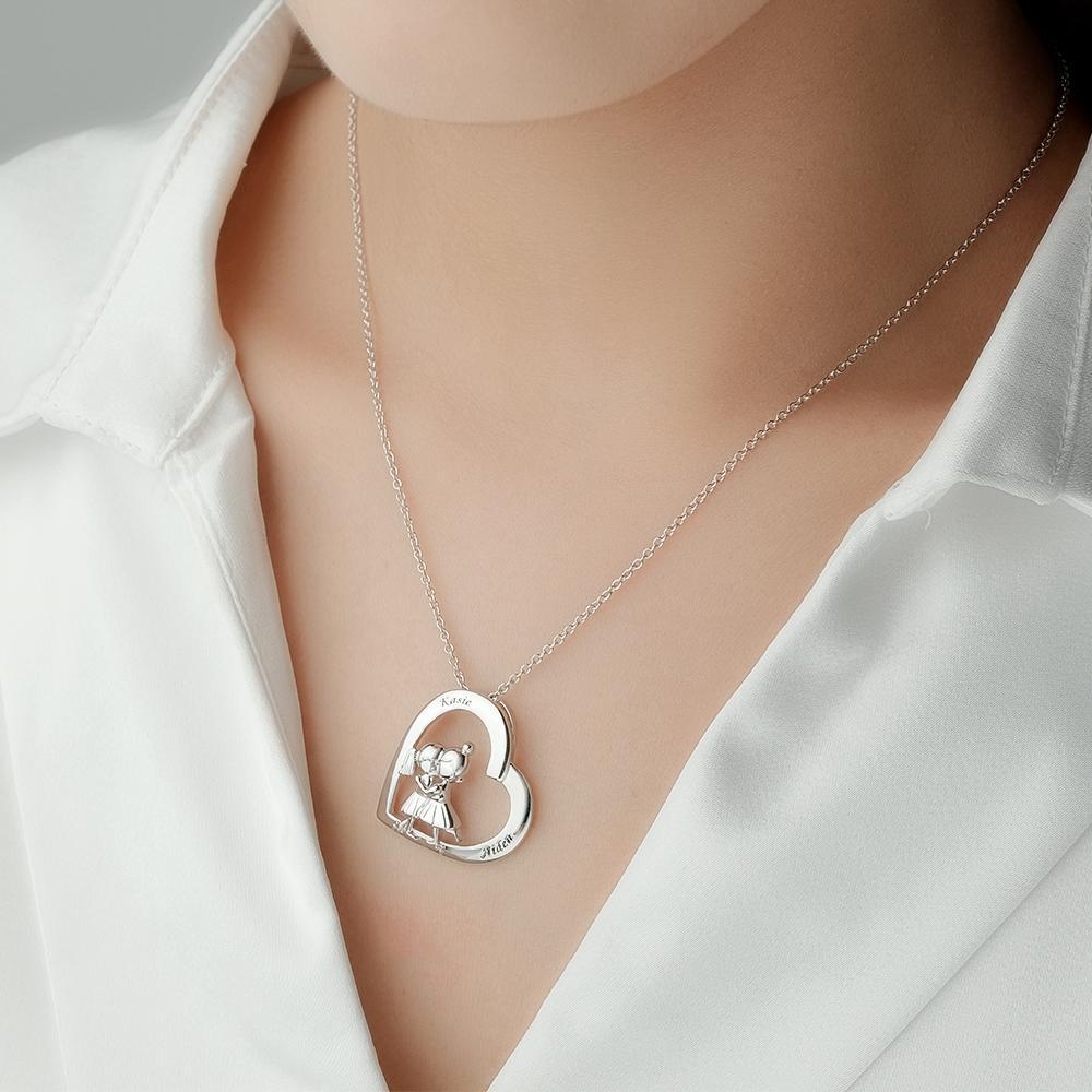 Custom Engraved Best Friends Necklace Personalized Heart Pendant Necklace Gifts For Her - yournamenecklaceau