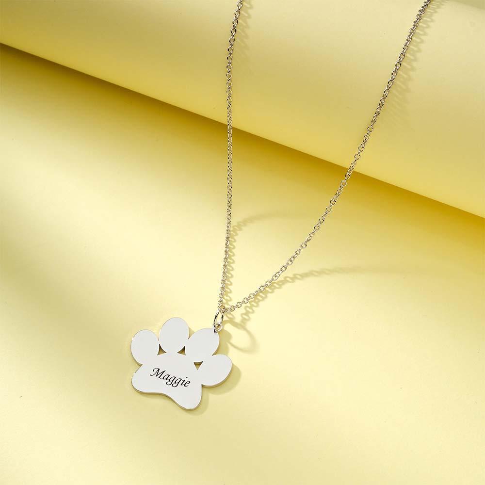 Lovely Engravable Pet Paw Necklace Dog Paw Pendant For Pet Lovers - yournamenecklaceau