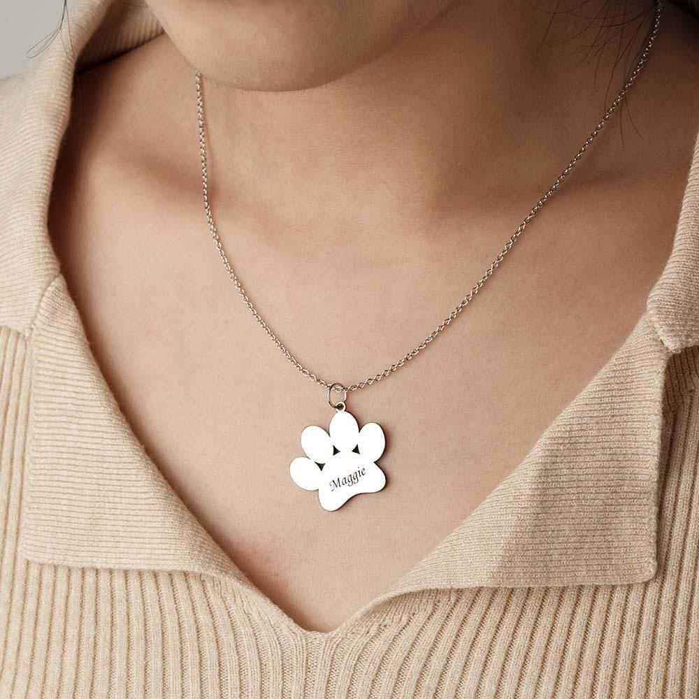 Lovely Engravable Pet Paw Necklace Dog Paw Pendant For Pet Lovers - yournamenecklaceau