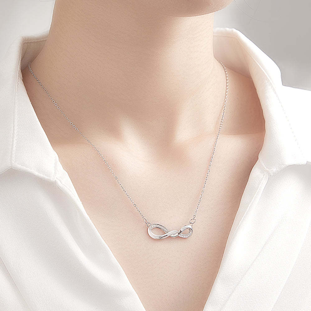 Radiant Engravable Necklace Twisted Infinity Memorial Pendant Gift For Her - yournamenecklaceau