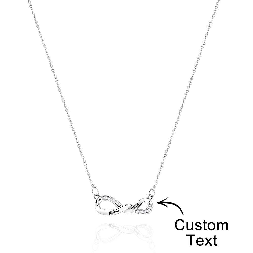 Radiant Engravable Necklace Twisted Infinity Memorial Pendant Gift For Her - yournamenecklaceau