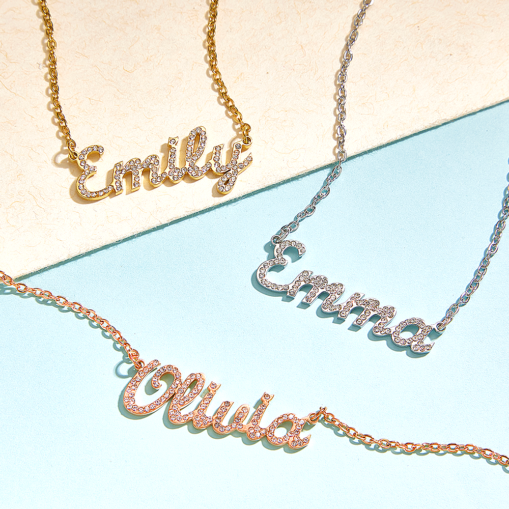 Custom Name Necklace: Design Your Dazzling Statement Personalized Diamond-Accent Name Necklace Sparkling Name Necklace for Her - NameNecklaceAU
