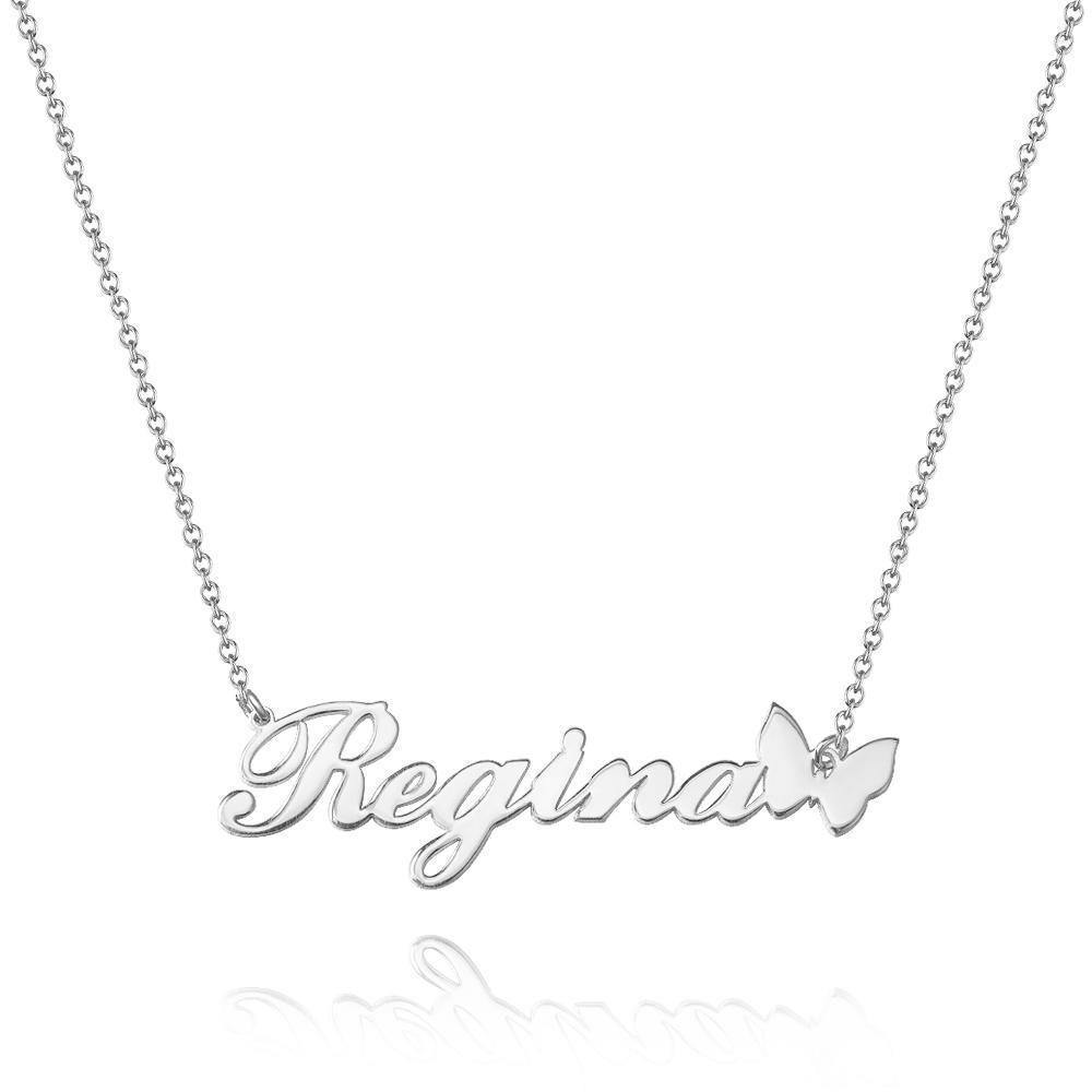 Custom Name Necklace with Butterfly Pendant for Girlfriend 14k Gold Plated - yournamenecklace