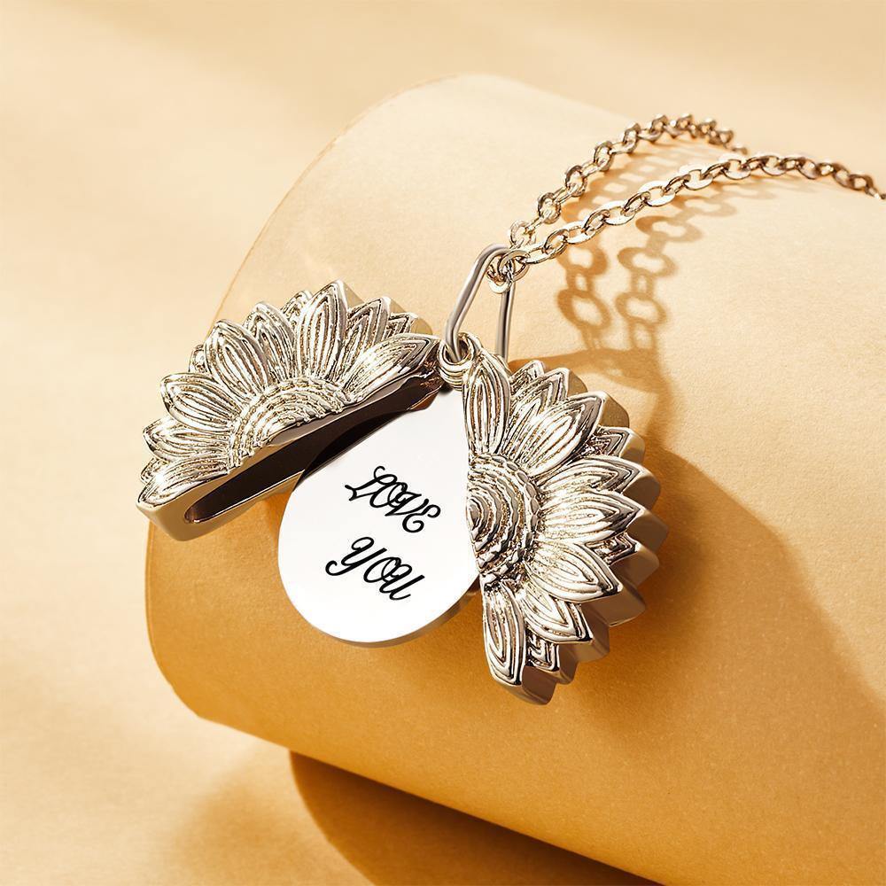 Custom Engraved Sunflower Necklace Gifts for Someone - yournamenecklace