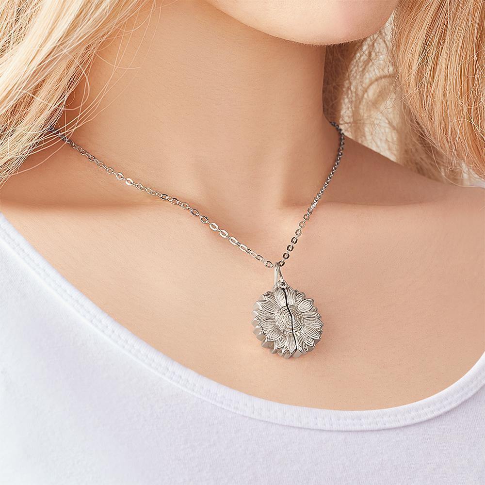 Custom Engraved Sunflower Necklace Gifts for Someone - yournamenecklace