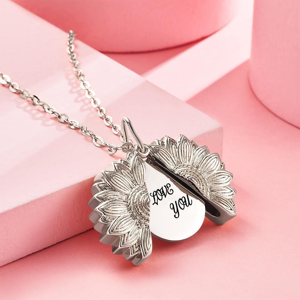 Custom Engraved Sunflower Necklace Gifts for Someone - yournamenecklace