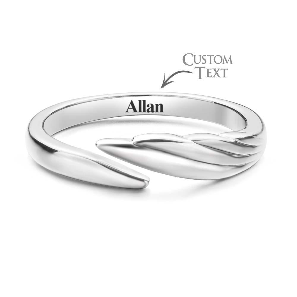 Engravable Wings Devil and Angel Ring Simple Trendy Couple Open Rings - yournamenecklaceau