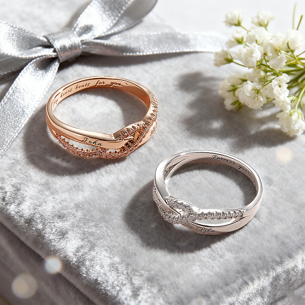 Personalized Two Names & a Forever Message Ring Custom Engraved Names & a Secret Phrase Ring Sweet Gift for Her - NameNecklaceAU