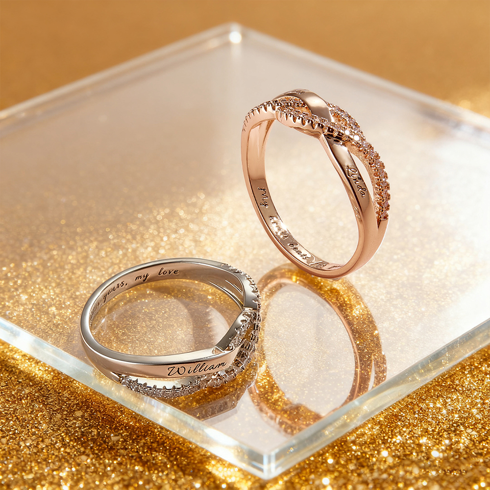 Personalized Two Names & a Forever Message Ring Custom Engraved Names & a Secret Phrase Ring Sweet Gift for Her - NameNecklaceAU