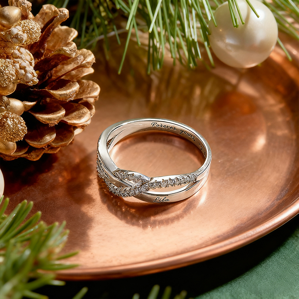 Personalized Two Names & a Forever Message Ring Custom Engraved Names & a Secret Phrase Ring Sweet Gift for Her - NameNecklaceAU