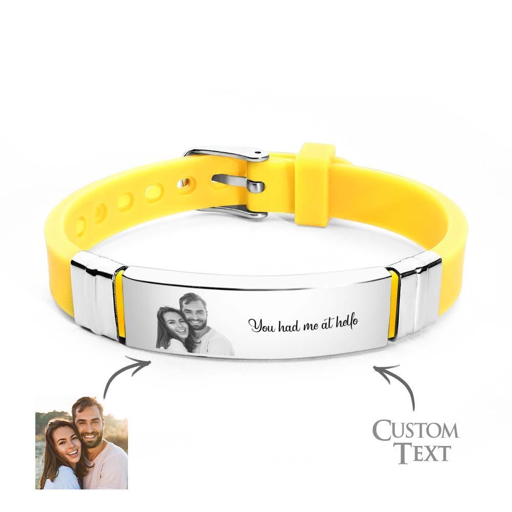 Custom Colorless Photo Engraved Bracelets Sweet Couple Gifts - yournamenecklaceau