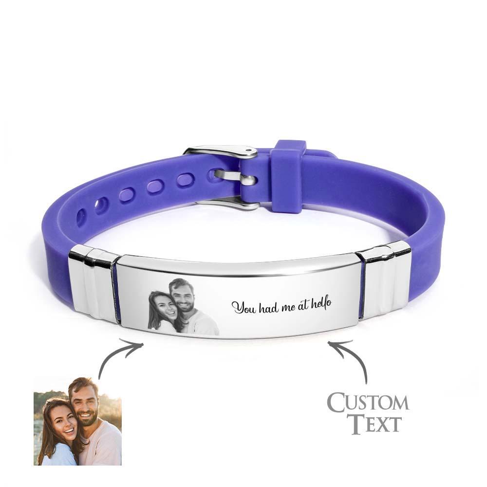 Custom Colorless Photo Engraved Bracelets Sweet Couple Gifts - yournamenecklaceau