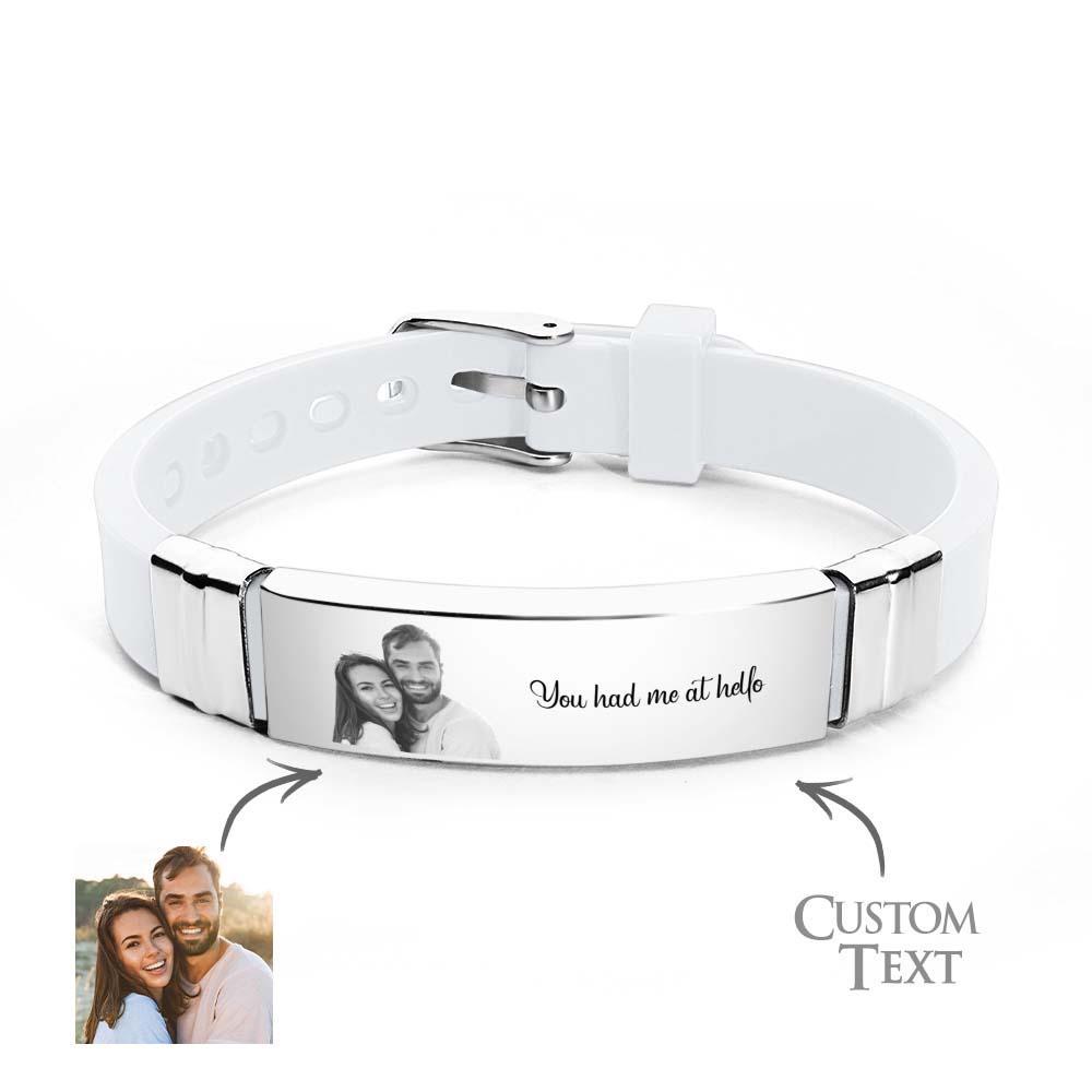 Custom Colorless Photo Engraved Bracelets Sweet Couple Gifts - yournamenecklaceau