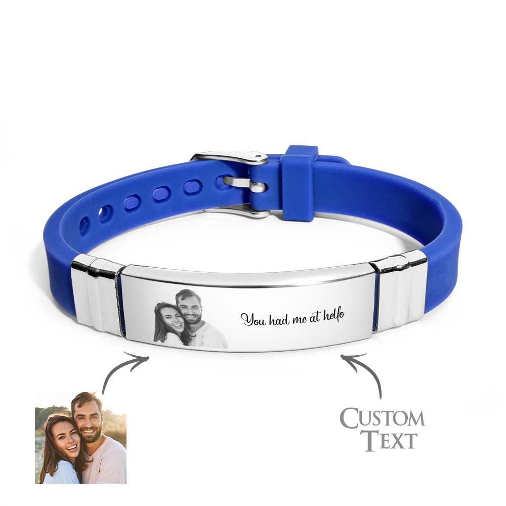 Custom Colorless Photo Engraved Bracelets Sweet Couple Gifts - yournamenecklaceau