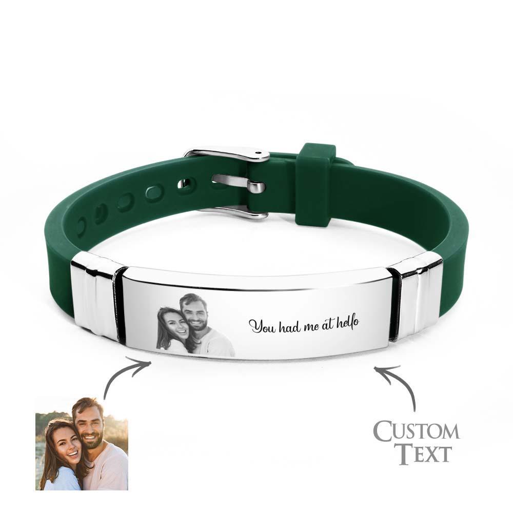 Custom Colorless Photo Engraved Bracelets Sweet Couple Gifts - yournamenecklaceau