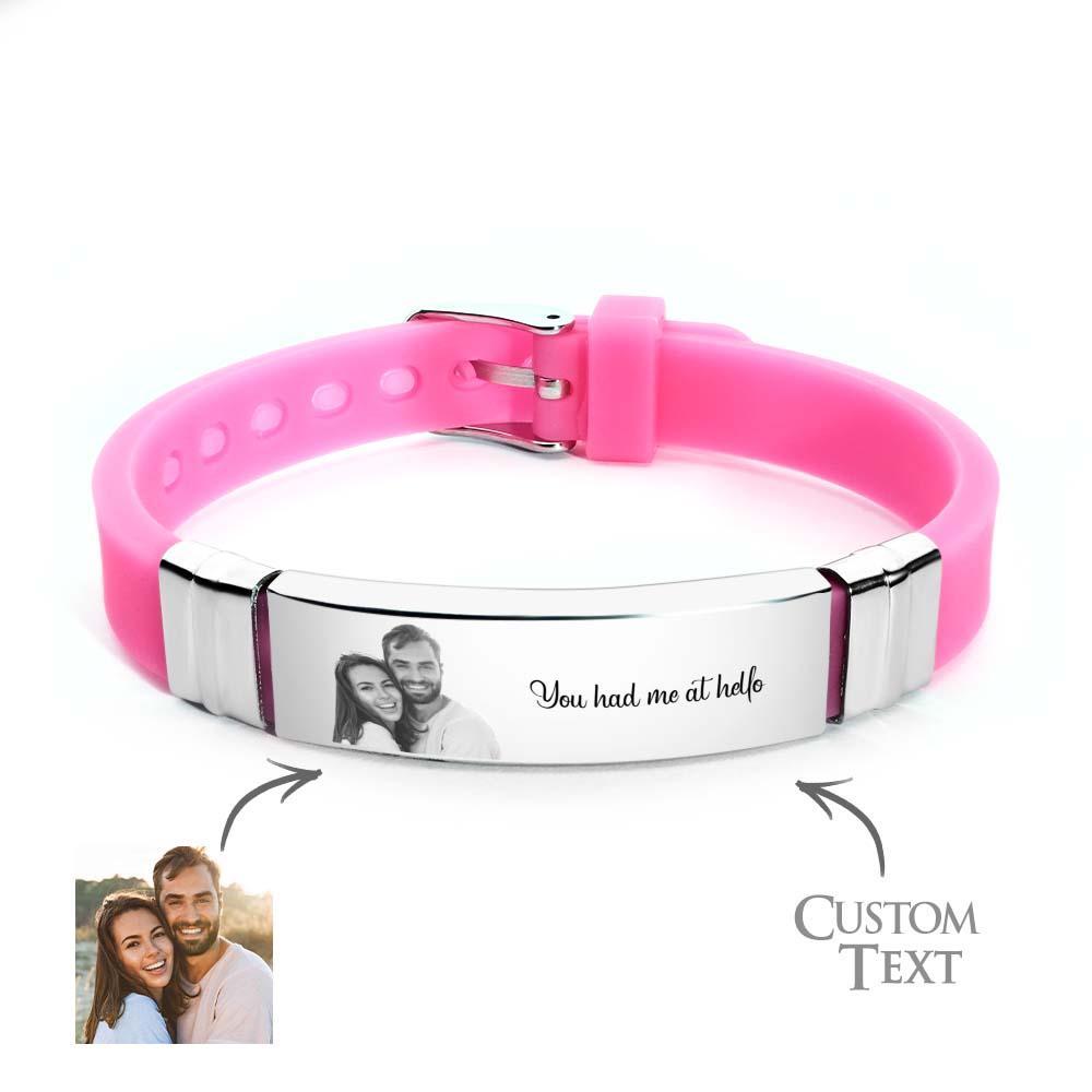 Custom Colorless Photo Engraved Bracelets Sweet Couple Gifts - yournamenecklaceau