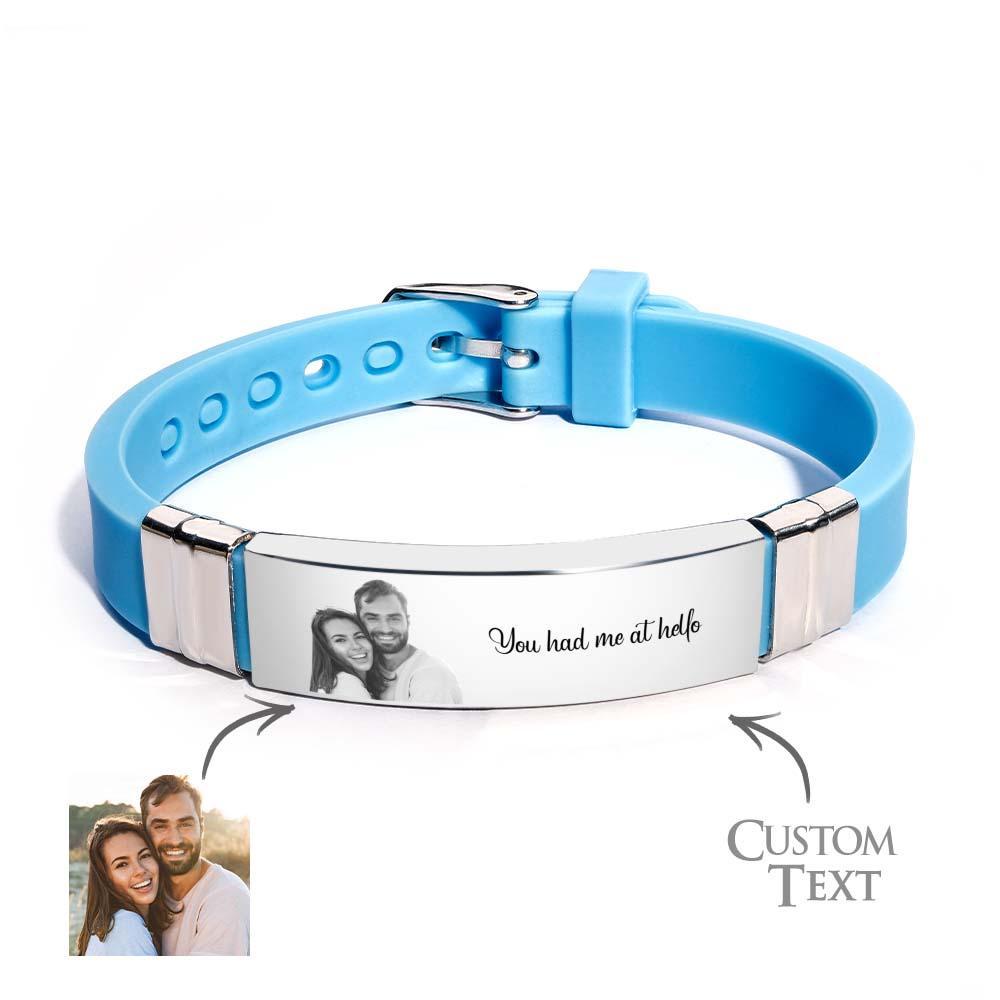 Custom Colorless Photo Engraved Bracelets Sweet Couple Gifts - yournamenecklaceau