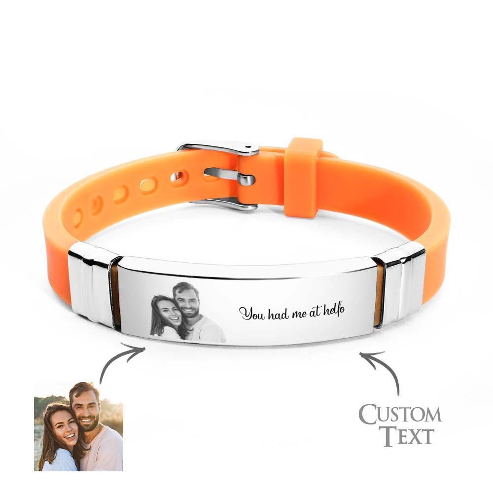 Custom Colorless Photo Engraved Bracelets Sweet Couple Gifts - yournamenecklaceau
