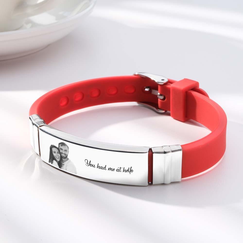 Custom Colorless Photo Engraved Bracelets Sweet Couple Gifts - yournamenecklaceau