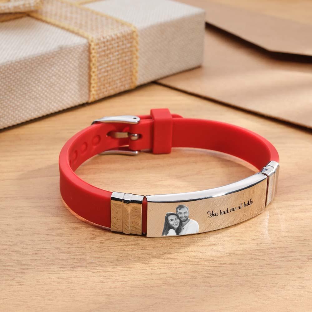 Custom Colorless Photo Engraved Bracelets Sweet Couple Gifts - yournamenecklaceau