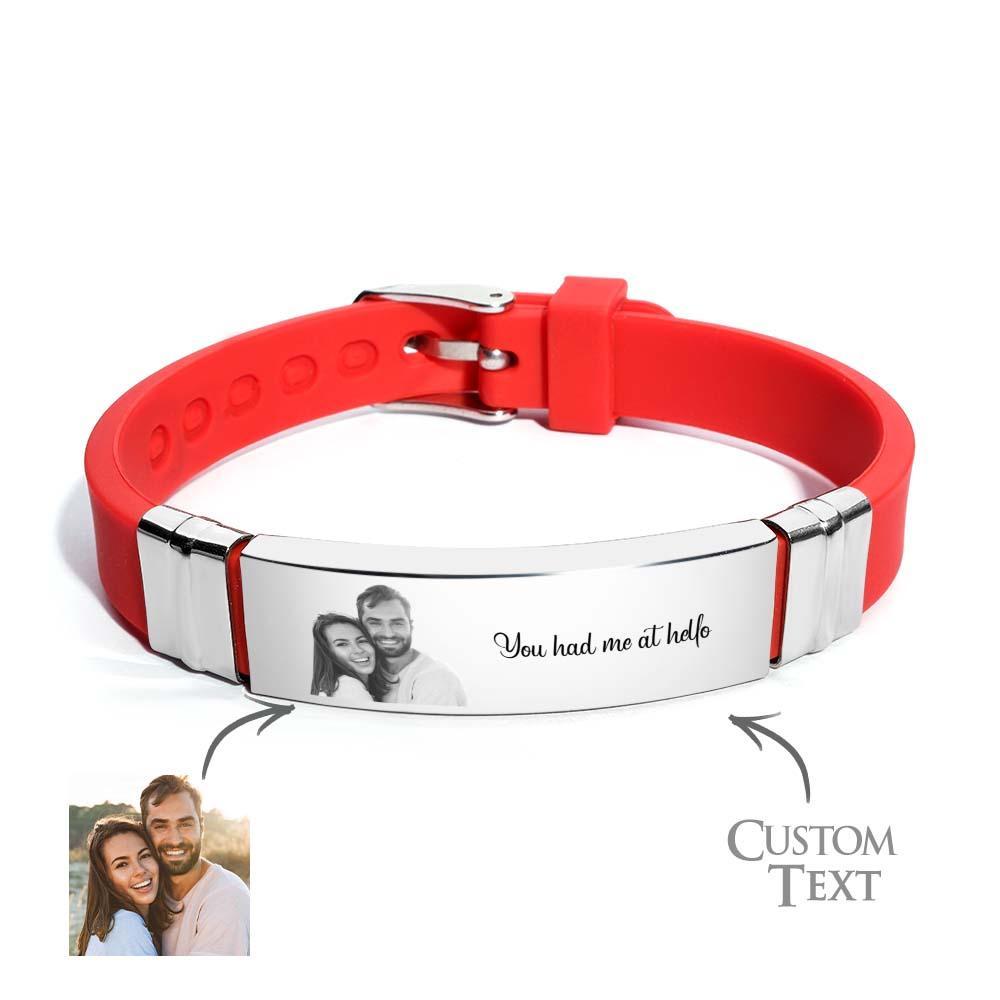 Custom Colorless Photo Engraved Bracelets Sweet Couple Gifts - yournamenecklaceau