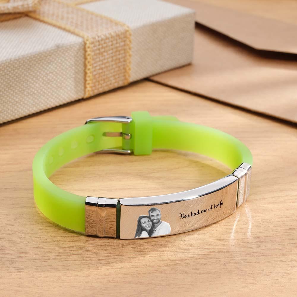 Custom Colorless Photo Engraved Bracelets Sweet Couple Gifts - yournamenecklaceau
