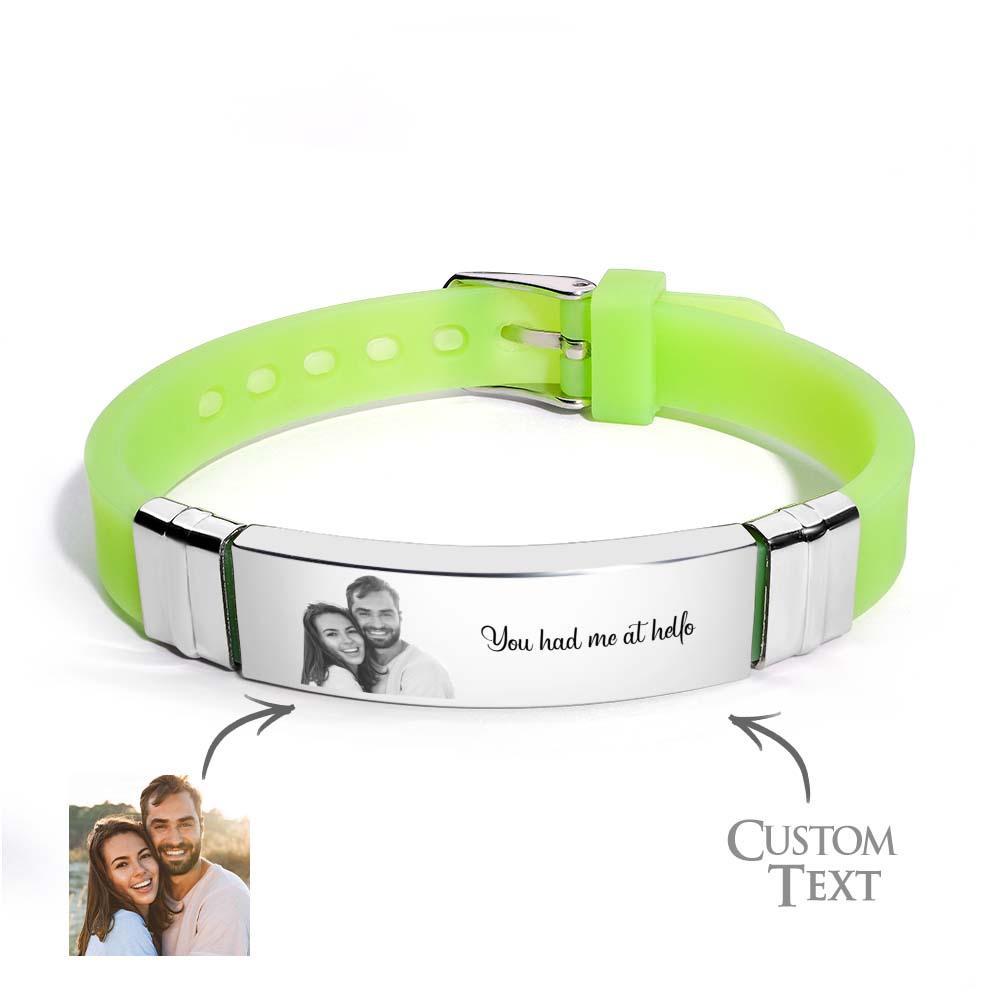 Custom Colorless Photo Engraved Bracelets Sweet Couple Gifts - yournamenecklaceau
