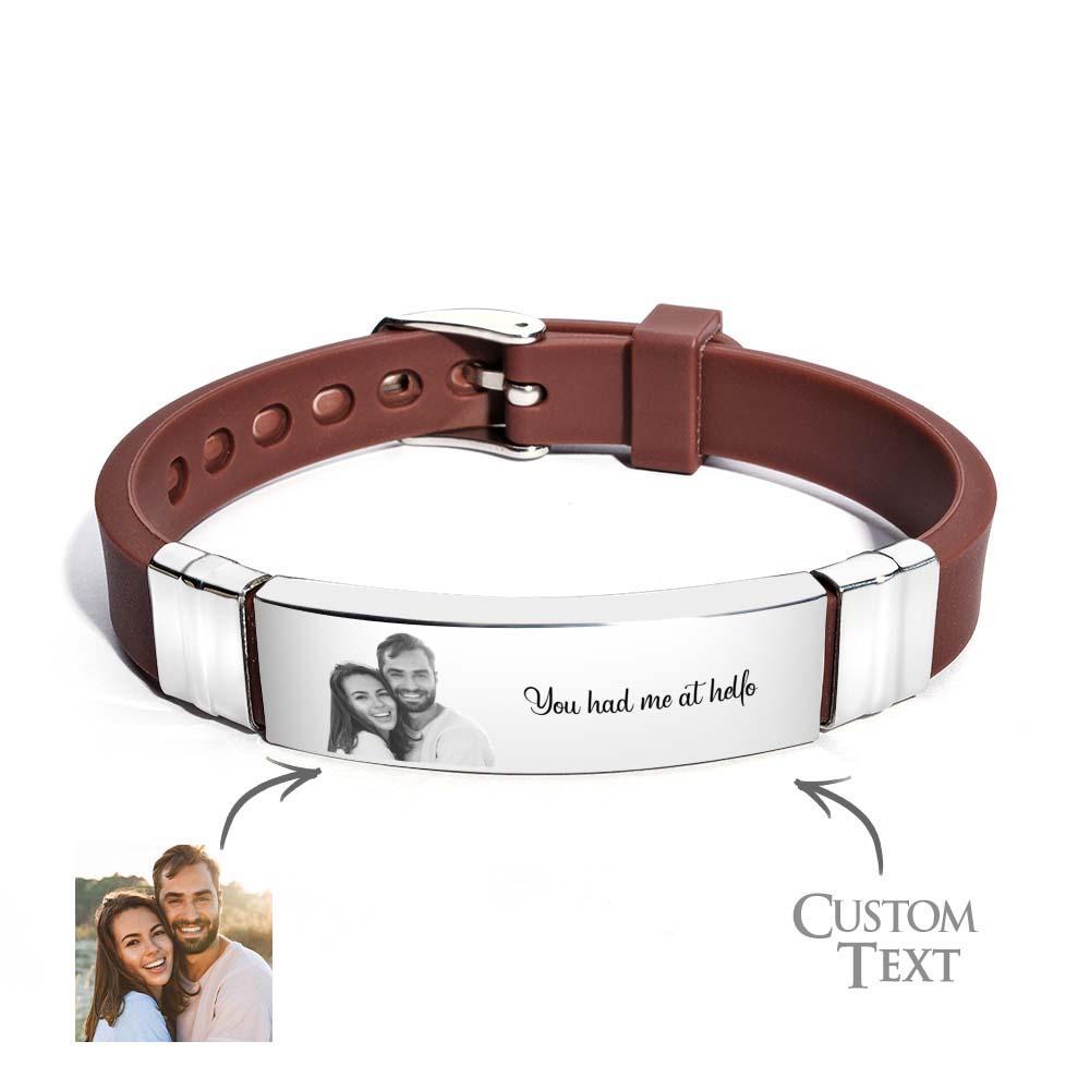 Custom Colorless Photo Engraved Bracelets Sweet Couple Gifts - yournamenecklaceau