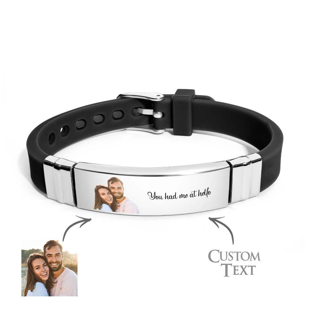 Custom Color Photo Engraved Bracelets Sweet Couple Gifts - yournamenecklaceau