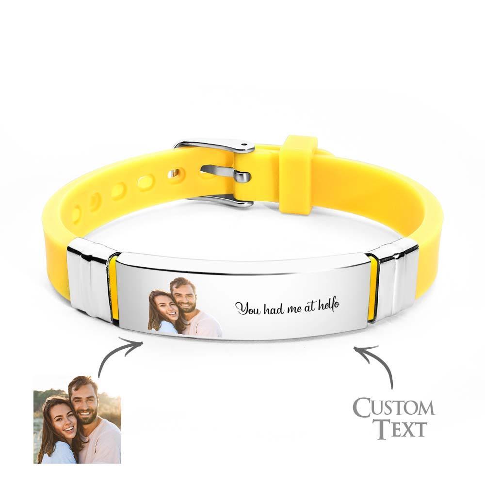 Custom Color Photo Engraved Bracelets Sweet Couple Gifts - yournamenecklaceau