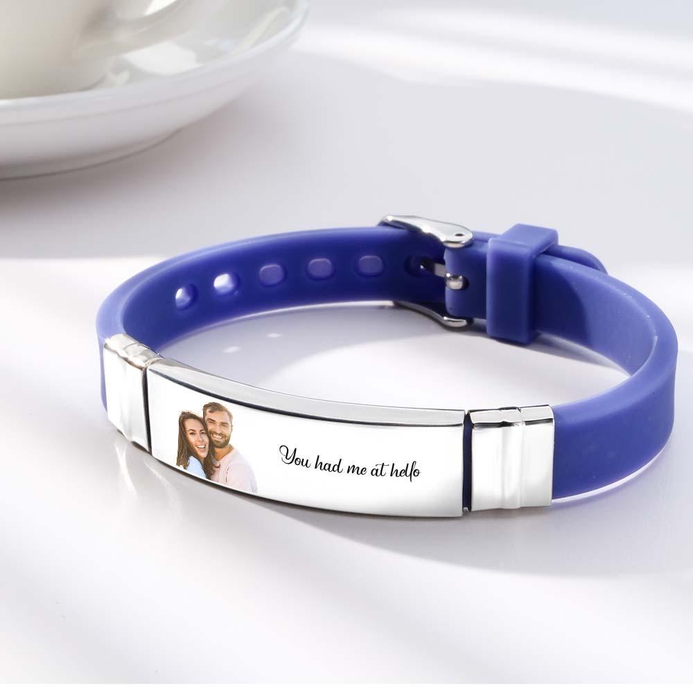 Custom Color Photo Engraved Bracelets Sweet Couple Gifts - yournamenecklaceau