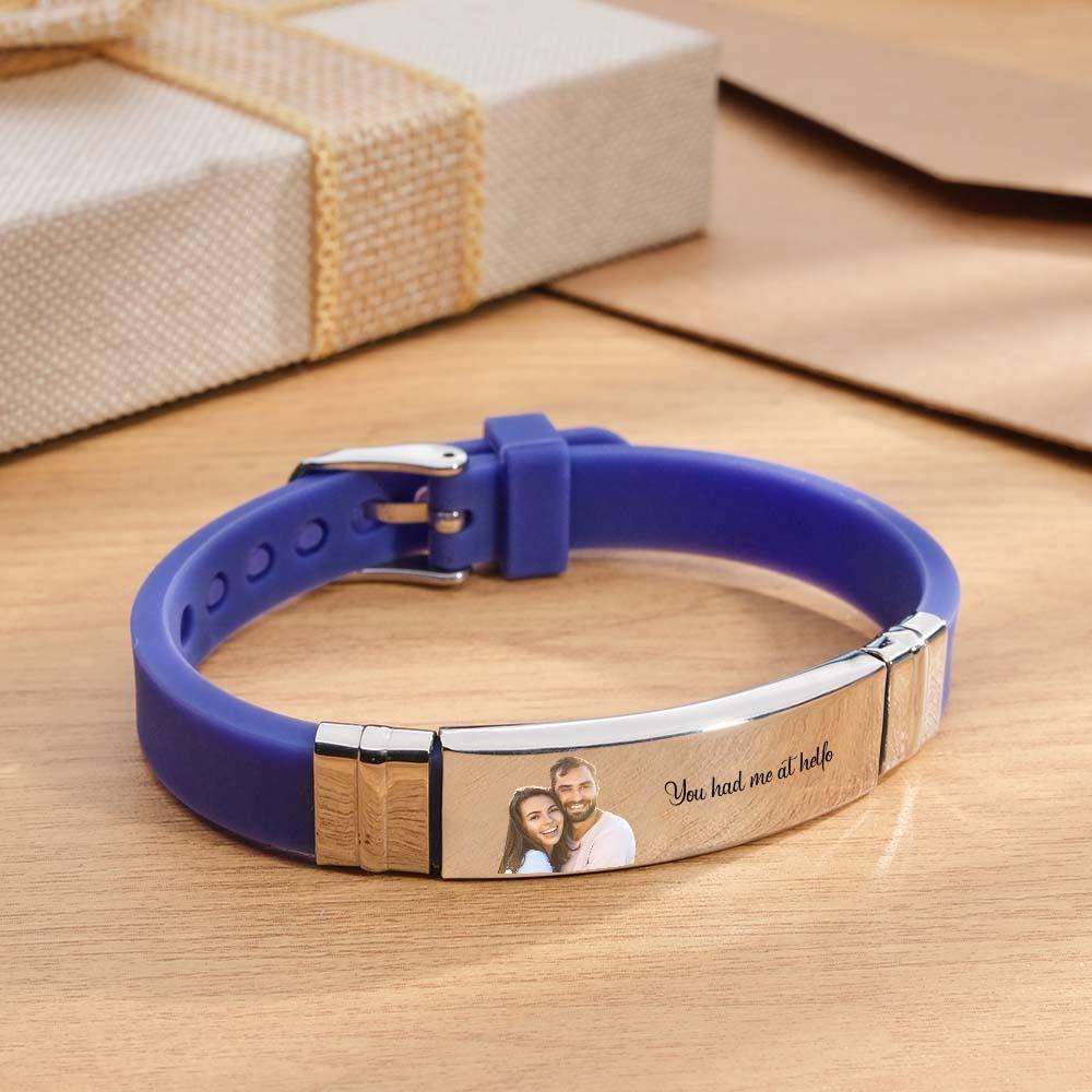 Custom Color Photo Engraved Bracelets Sweet Couple Gifts - yournamenecklaceau