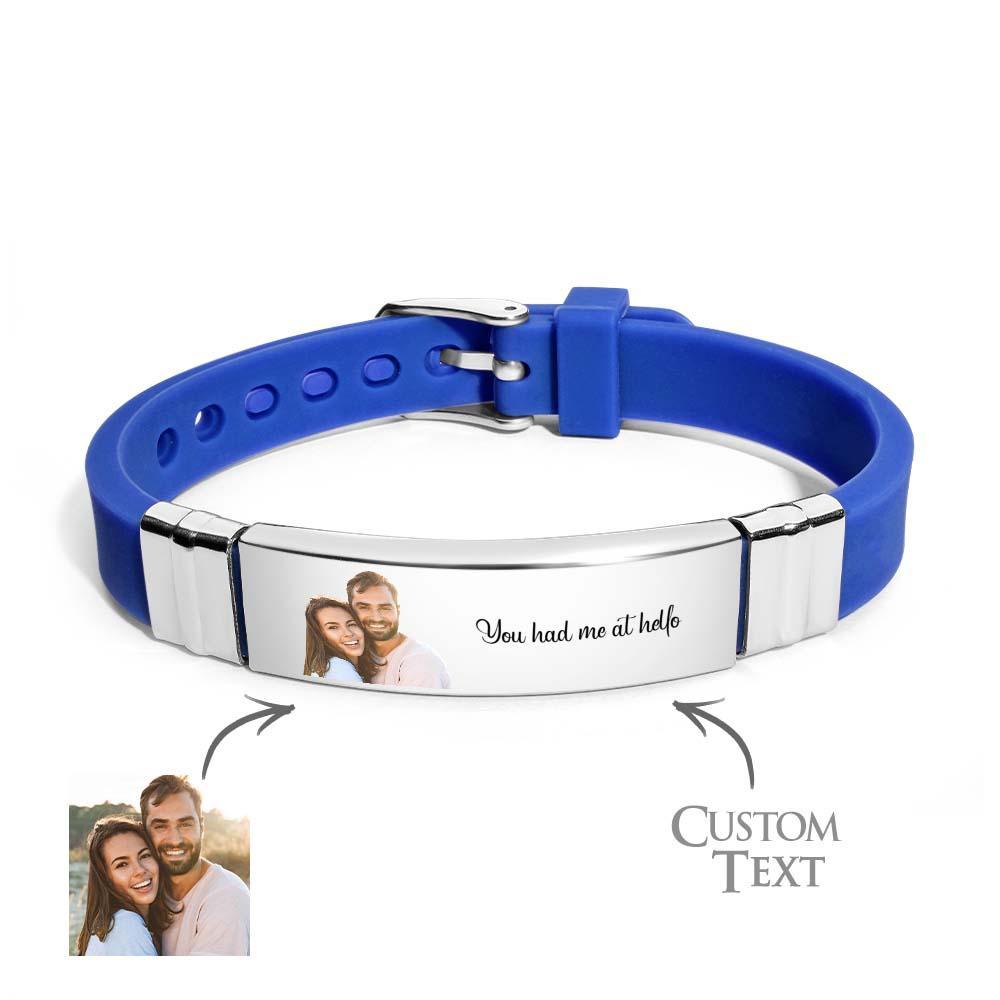 Custom Color Photo Engraved Bracelets Sweet Couple Gifts - yournamenecklaceau