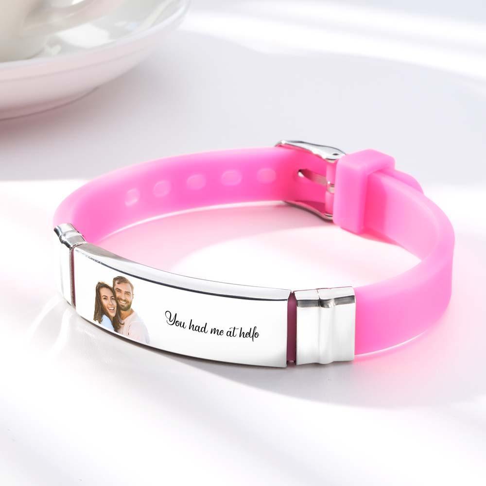 Custom Color Photo Engraved Bracelets Sweet Couple Gifts - yournamenecklaceau