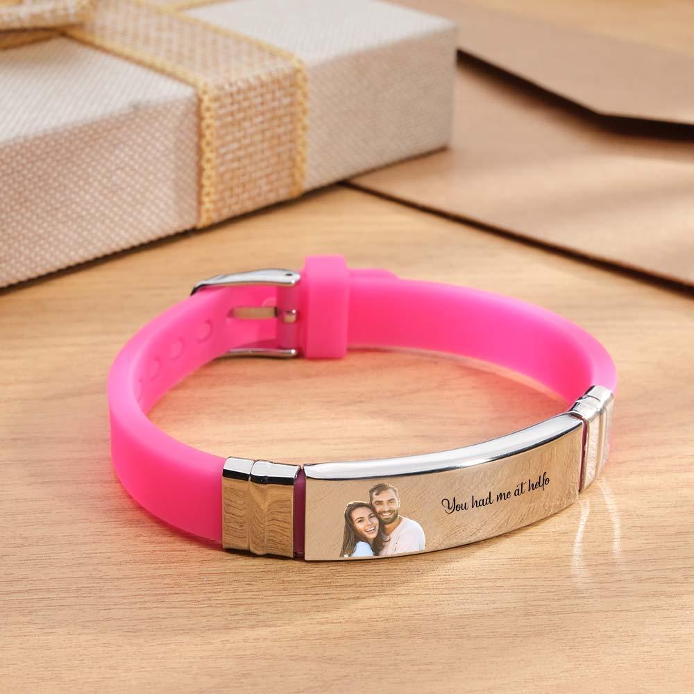 Custom Color Photo Engraved Bracelets Sweet Couple Gifts - yournamenecklaceau