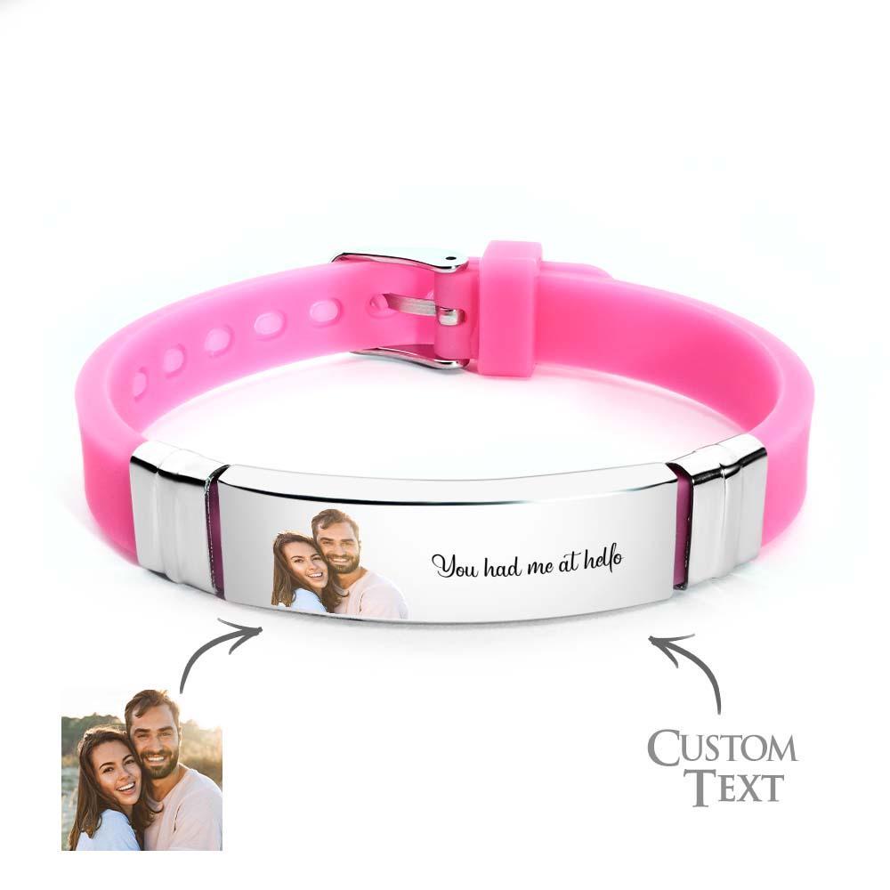 Custom Color Photo Engraved Bracelets Sweet Couple Gifts - yournamenecklaceau