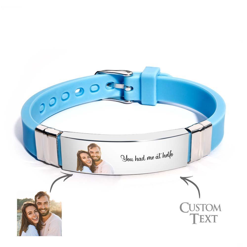 Custom Color Photo Engraved Bracelets Sweet Couple Gifts - yournamenecklaceau