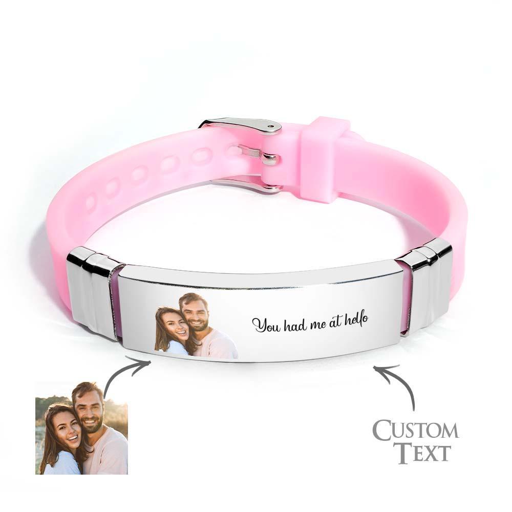 Custom Color Photo Engraved Bracelets Sweet Couple Gifts - yournamenecklaceau