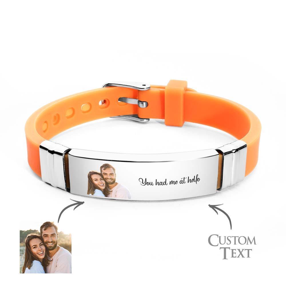 Custom Color Photo Engraved Bracelets Sweet Couple Gifts - yournamenecklaceau