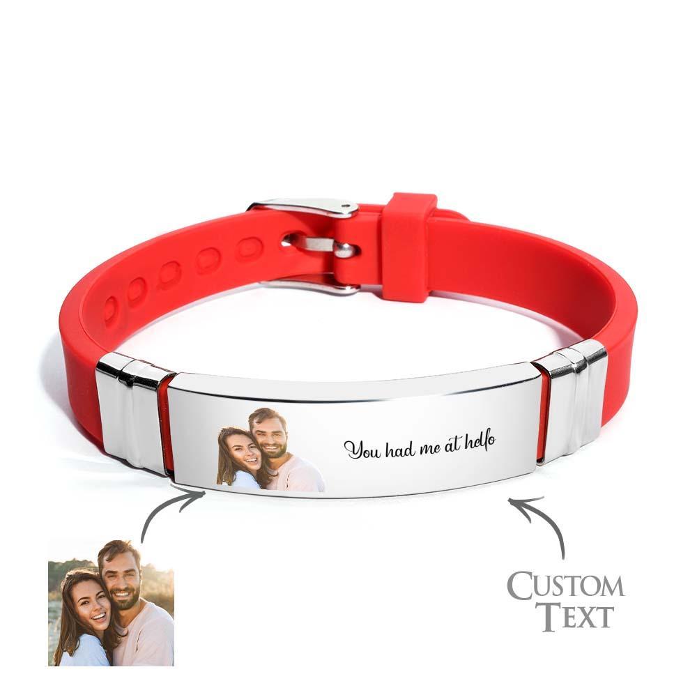 Custom Color Photo Engraved Bracelets Sweet Couple Gifts - yournamenecklaceau