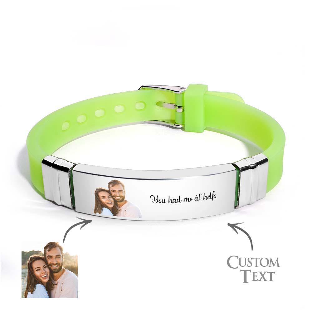 Custom Color Photo Engraved Bracelets Sweet Couple Gifts - yournamenecklaceau
