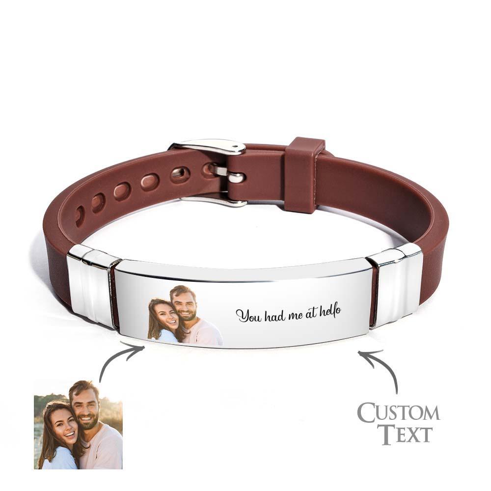 Custom Color Photo Engraved Bracelets Sweet Couple Gifts - yournamenecklaceau