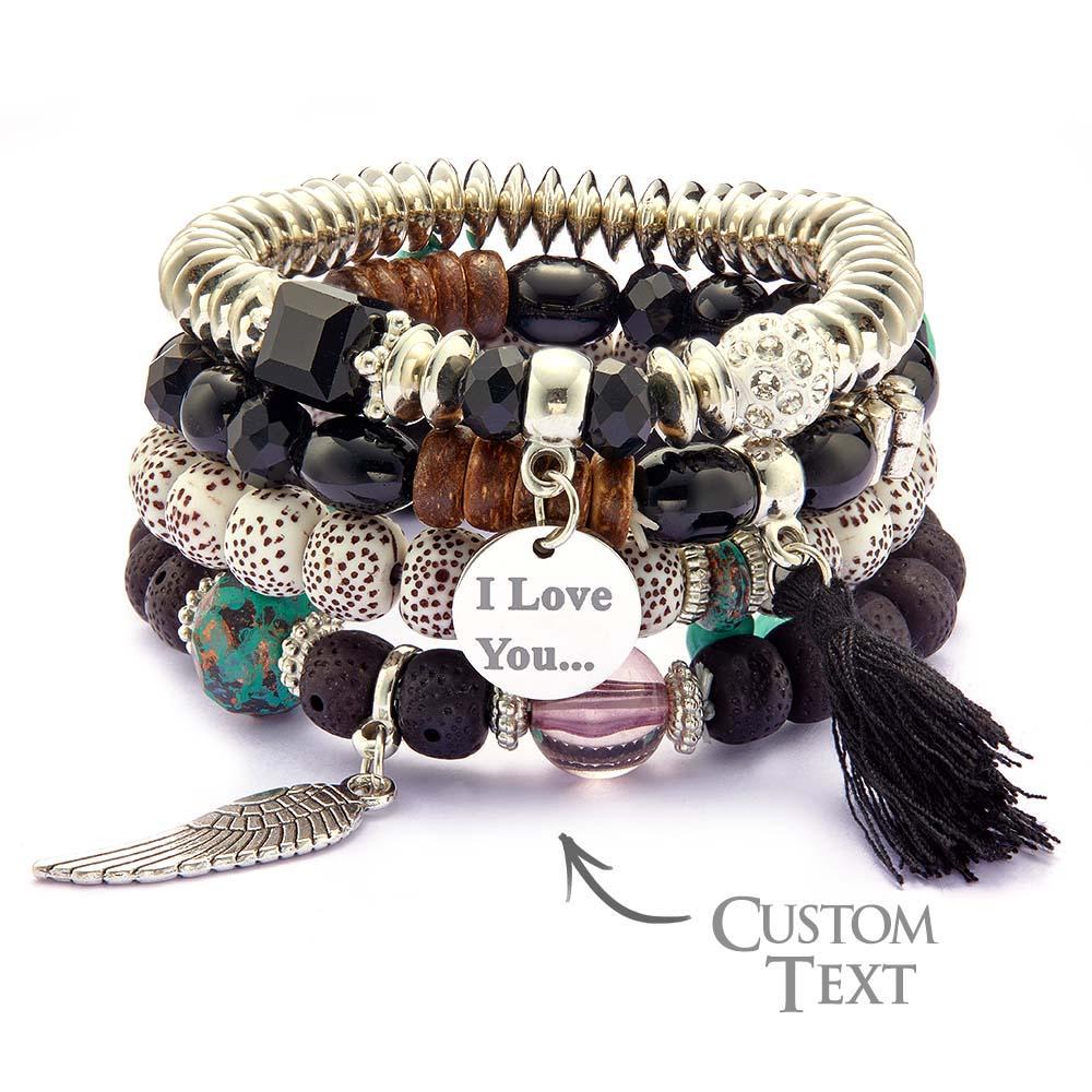 Custom Engraved Bracelets Bohemia Style Bead Gifts for Girl - yournamenecklaceau