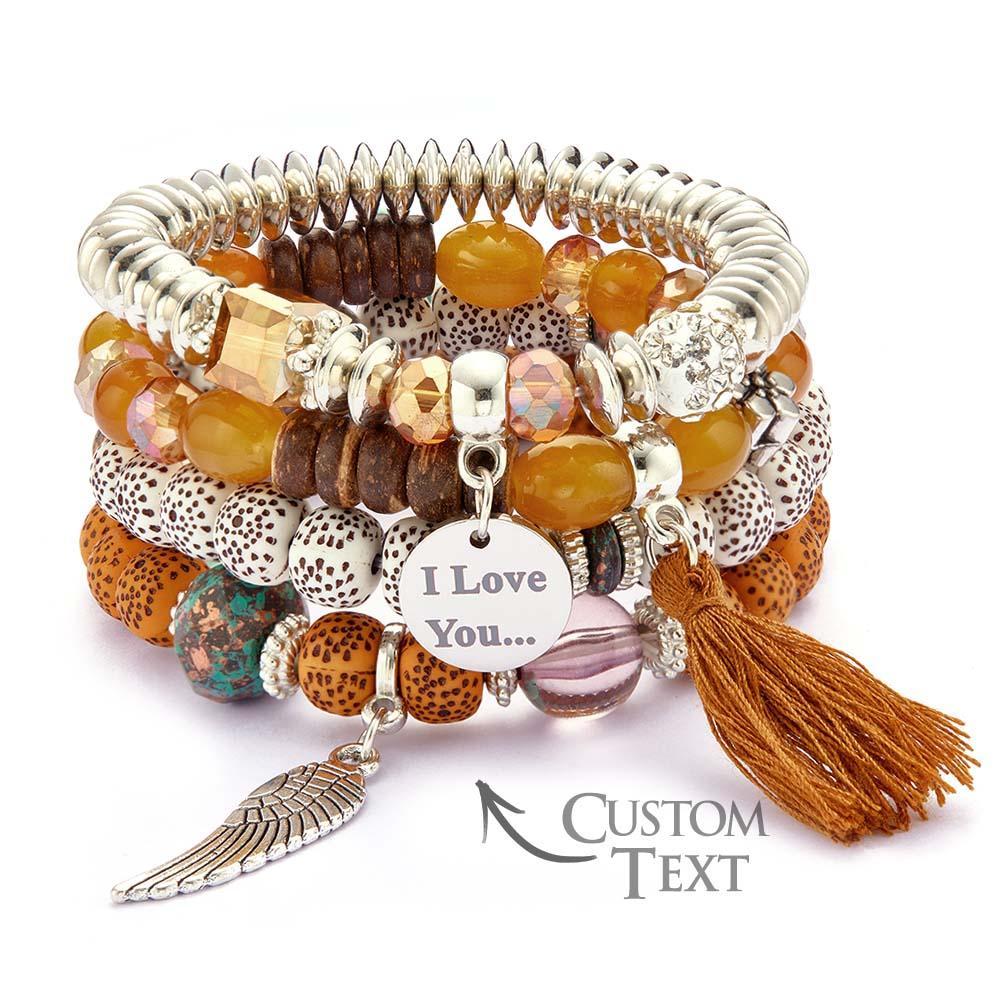 Custom Engraved Bracelets Bohemia Style Bead Gifts for Girl - yournamenecklaceau
